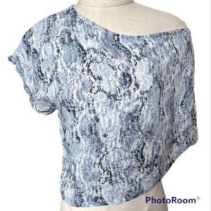 Olivaceous blue snake one shoulder top NWT